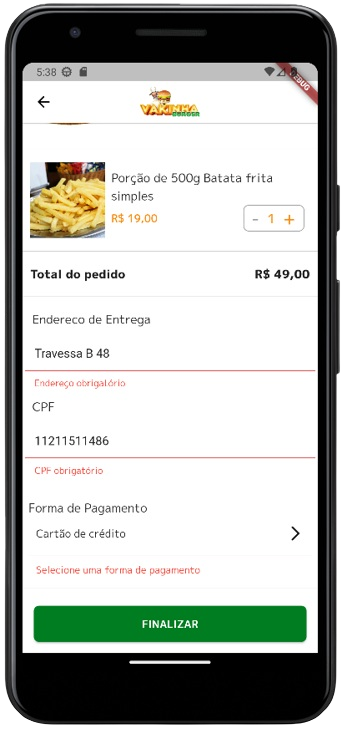 App de delivery - Tela 3