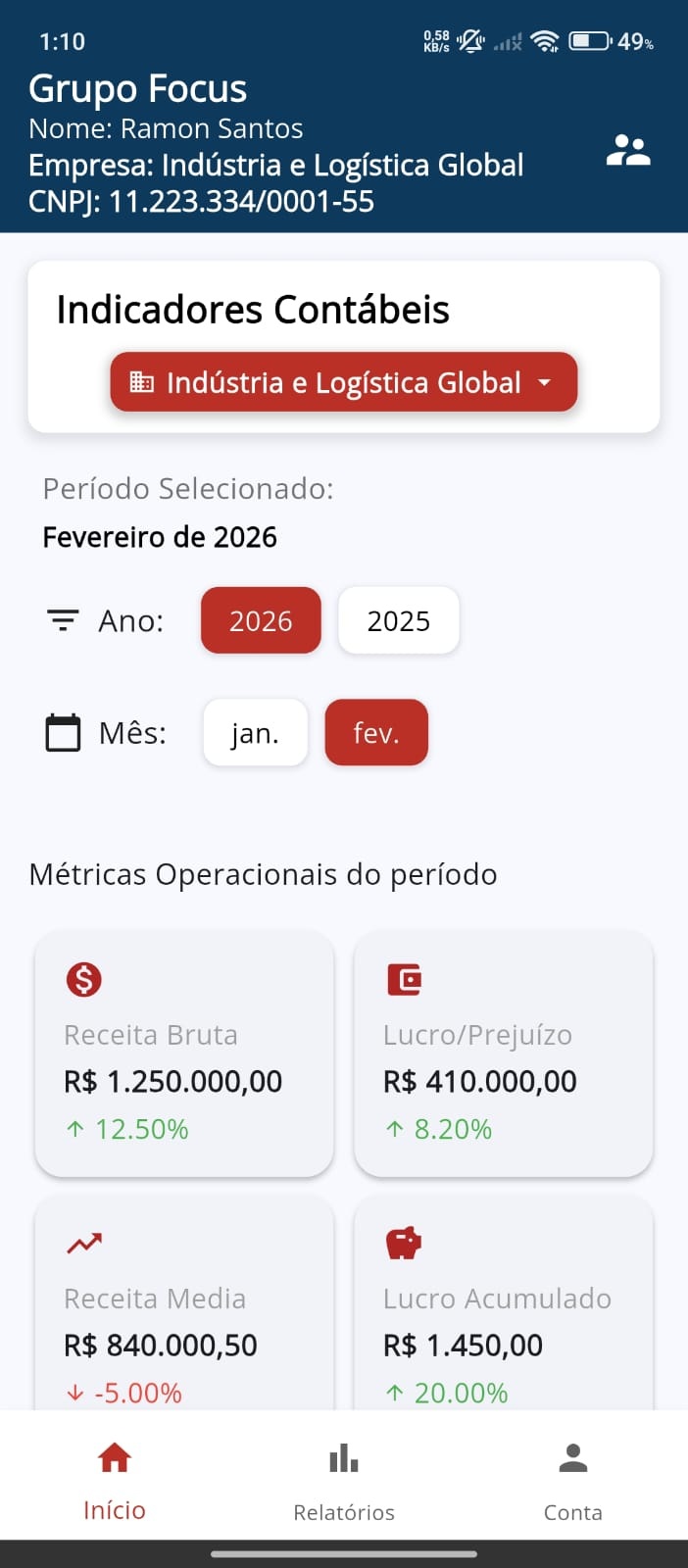 App de contabilidade para Grupo Focus - Tela 3